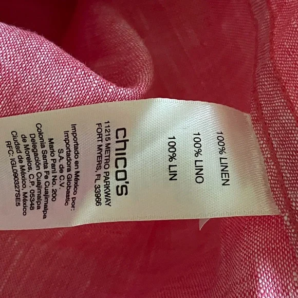 CHICO’S Size 0 Linen tunic.  So cool and breezy. tangerine color.  EUC - Picture 7 of 7